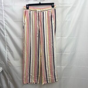 NEW Old Navy women's linen blend striped pull on drawstring pocket pants casual